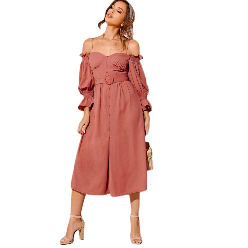 Women's Pink Off-Shoulder Dress Women's Pink Off-Shoulder Dress