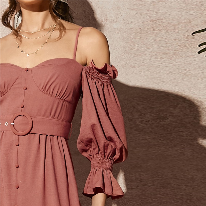 Women's Pink Off-Shoulder Dress Women's Pink Off-Shoulder Dress