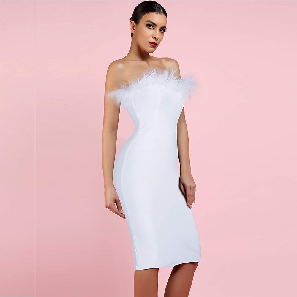 Women's Fur Trim Party Dress Women's Fur Trim Party Dress