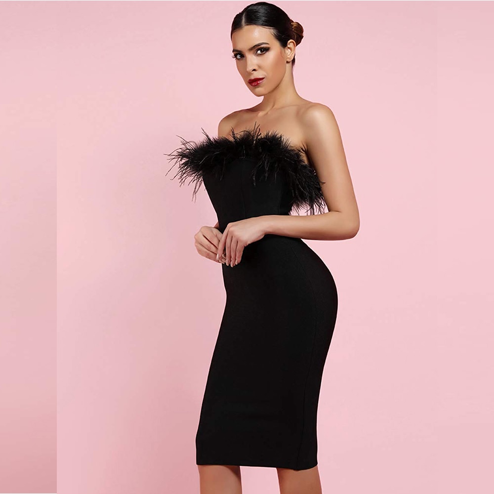 Women's Fur Trim Party Dress Women's Fur Trim Party Dress