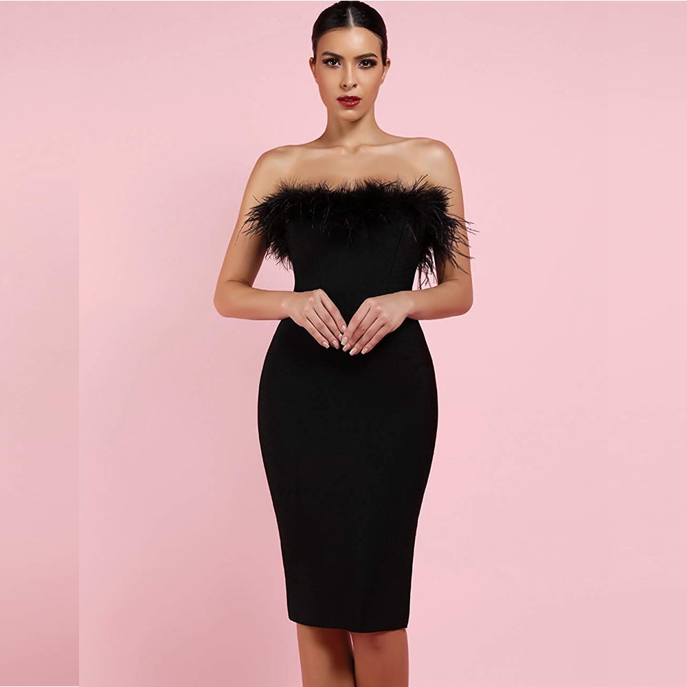 Women's Fur Trim Party Dress Women's Fur Trim Party Dress